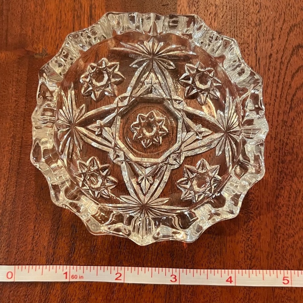 Glass ashtray with star pattern. So pretty!